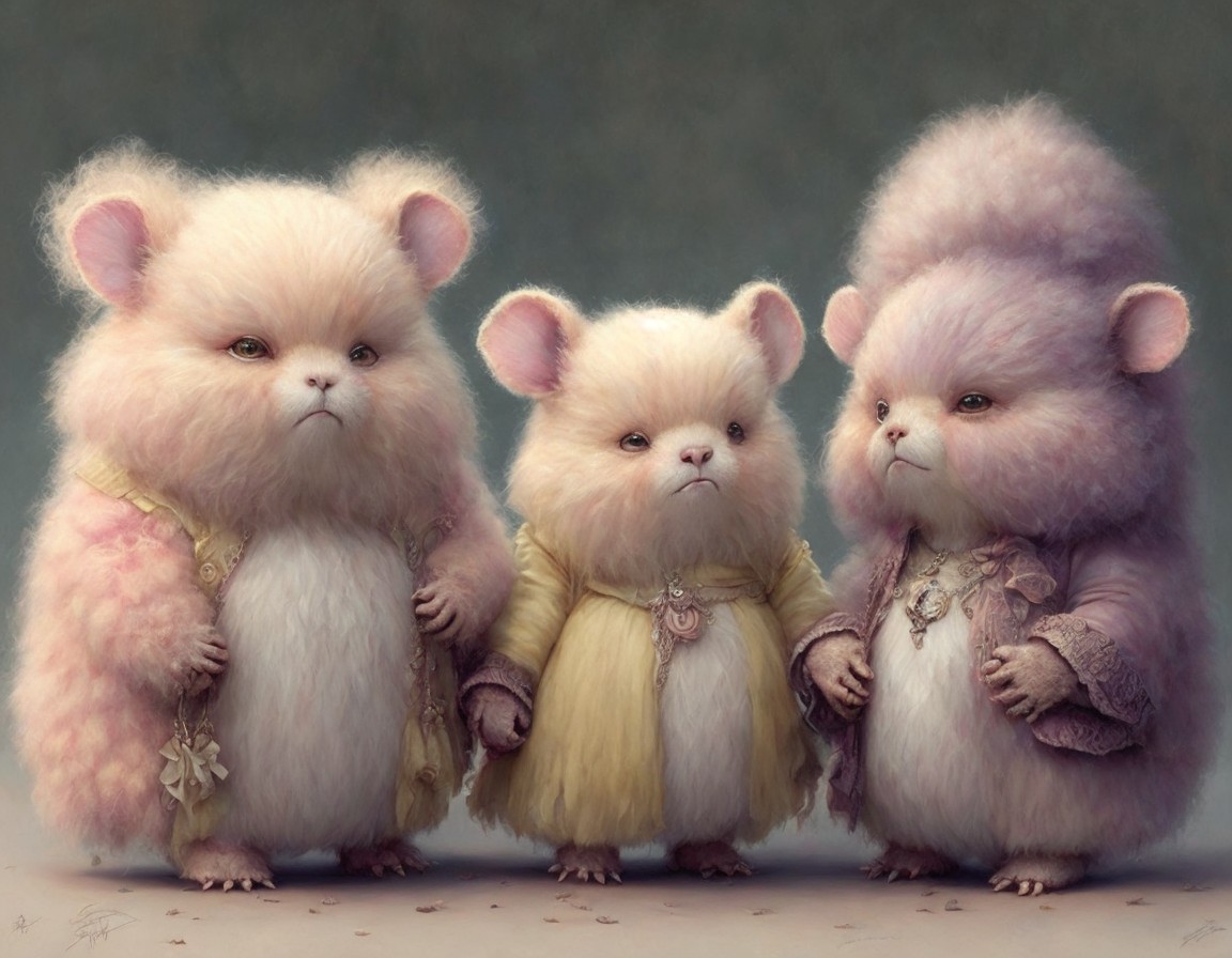 Whimsical Cartoonish Mice in Pastel Garments