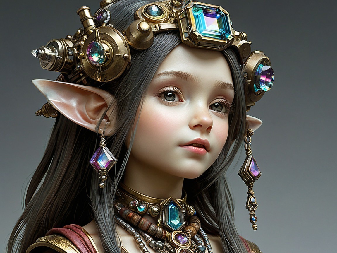 Young elf girl with ornate crown and jewelry