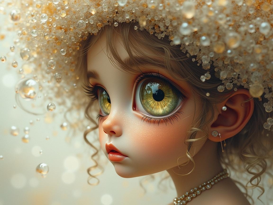 Whimsical Portrait of a Young Girl with Green Eyes