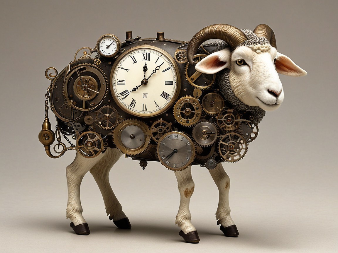 Whimsical Mechanical Sheep with Steampunk Design