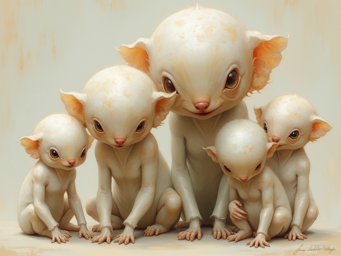 Whimsical Humanoid Creatures with Expressive Features