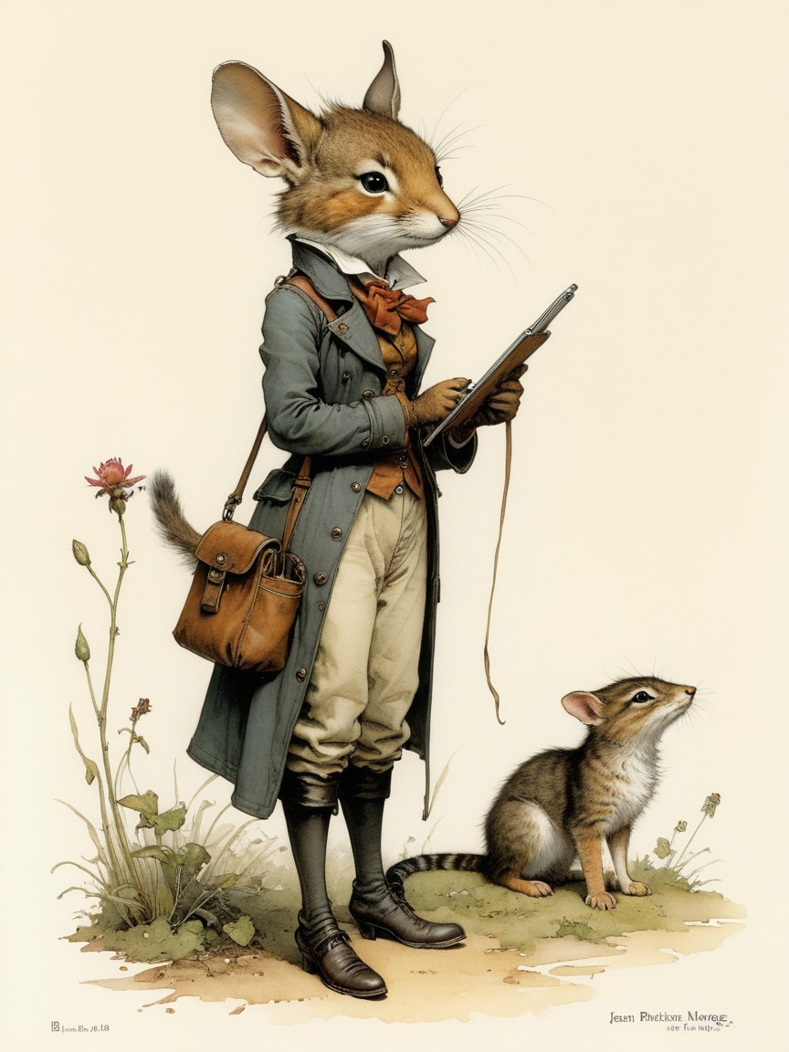 Whimsical Anthropomorphic Jerboa in Period Clothing