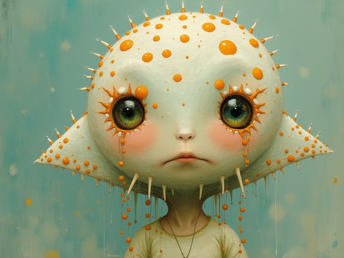 Surreal Character with Polka Dots and Spikes
