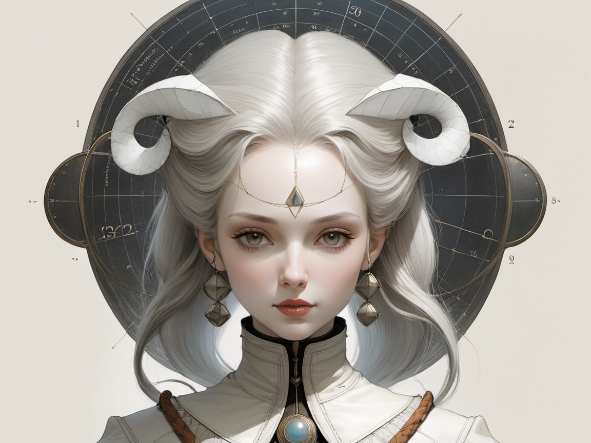 Serene Figure with Silver Hair and Celestial Background