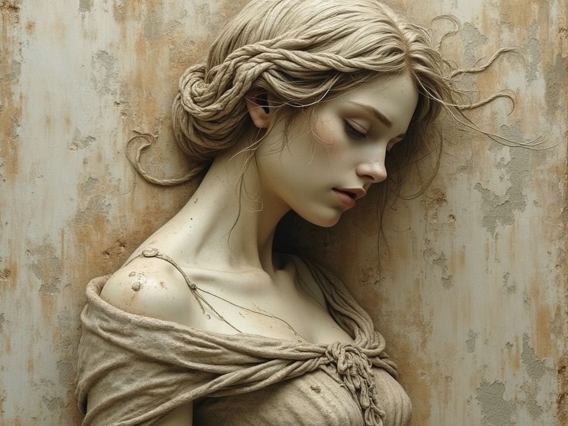 Serene Profile of a Contemplative Figure on Wall