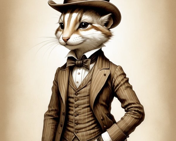 Anthropomorphic Cat in Tuxedo with Top Hat