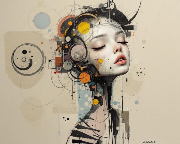 Stylized Portrait of a Serene Young Woman