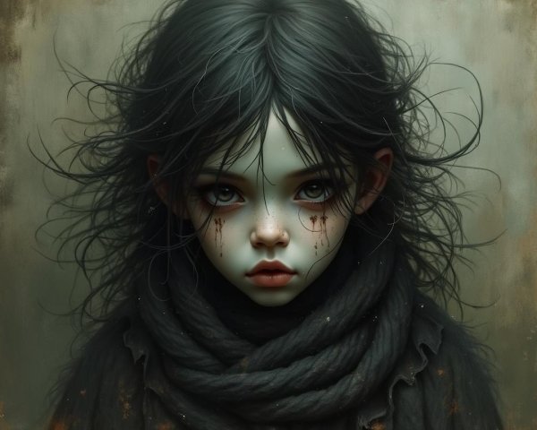 Portrait of a Young Girl with Striking Features