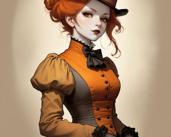 Vintage-Inspired Outfit with Orange and Gray Palette