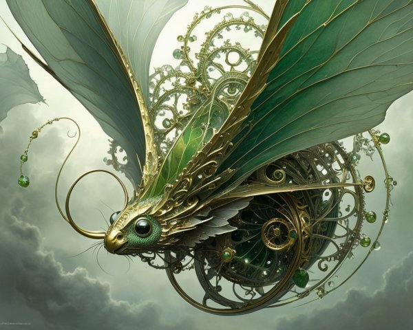 Ornate Butterfly Creature with Mechanical Features