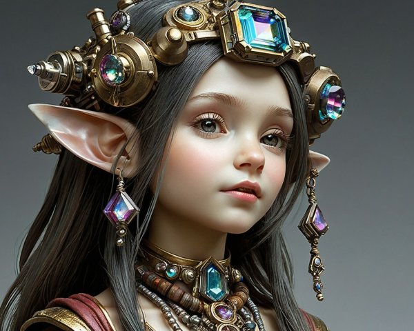 Young elf girl with ornate crown and jewelry