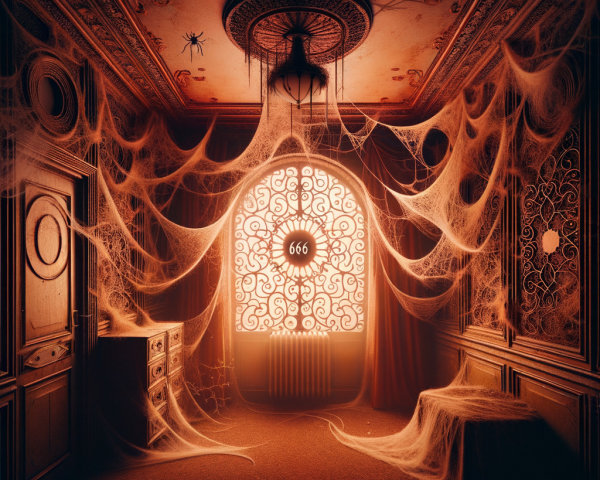 Dimly Lit Room with Vintage Decor and Eerie Atmosphere