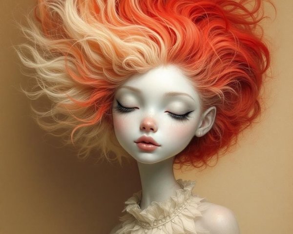 Whimsical Fairy Character with Colorful Hair and Charm