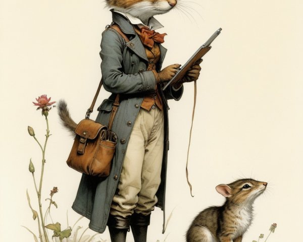 Whimsical Anthropomorphic Jerboa in Period Clothing