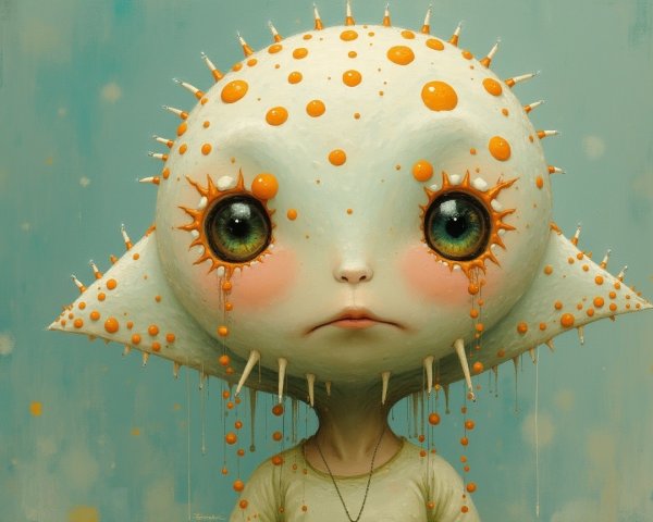 Surreal Character with Polka Dots and Spikes
