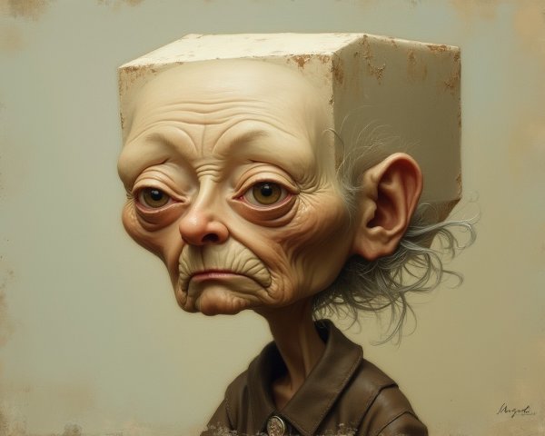 Whimsical Elderly Character with Exaggerated Features