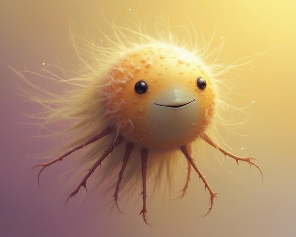 Whimsical Round Character Radiating Warmth and Joy