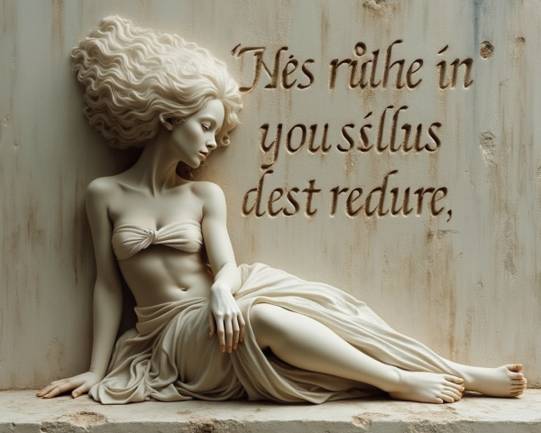 Marble Sculpture of a Serene Reclining Woman