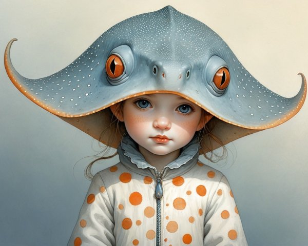 Whimsical Portrait of a Girl in Marine-Inspired Attire
