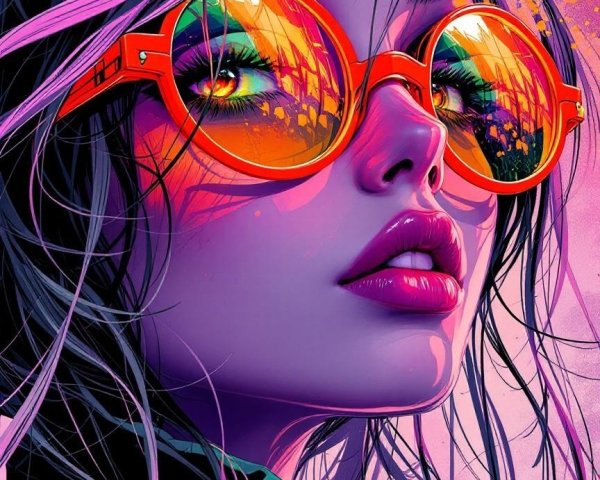 Vibrant Portrait of a Young Woman with Purple Skin