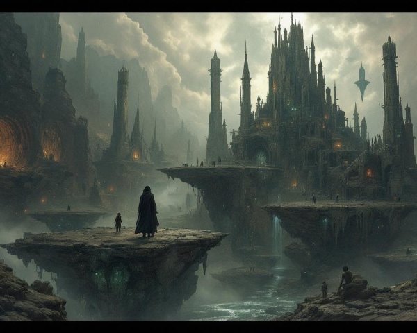 Majestic Castle in a Dark Ethereal Landscape