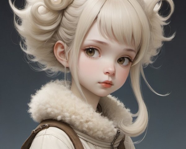 Young girl with pale skin and platinum blonde hair