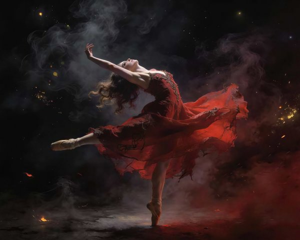 Female ballet dancer in grand écart pose on pointe