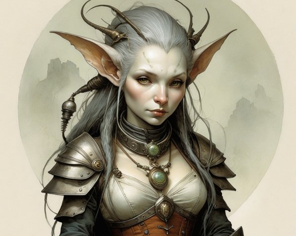 Fantastical Character with Pointed Ears and Armor