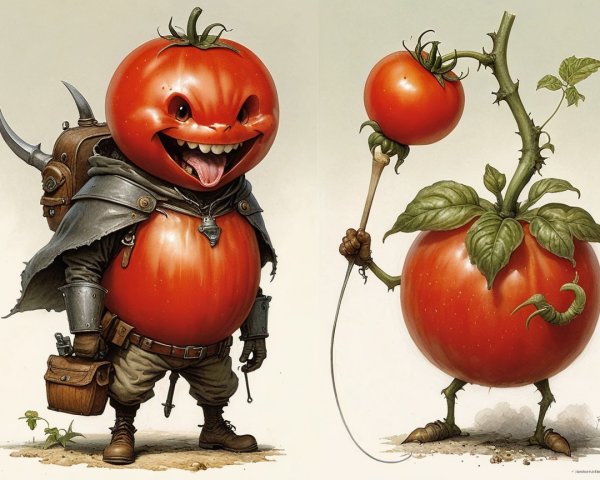 Whimsical Tomato Characters in Playful Designs