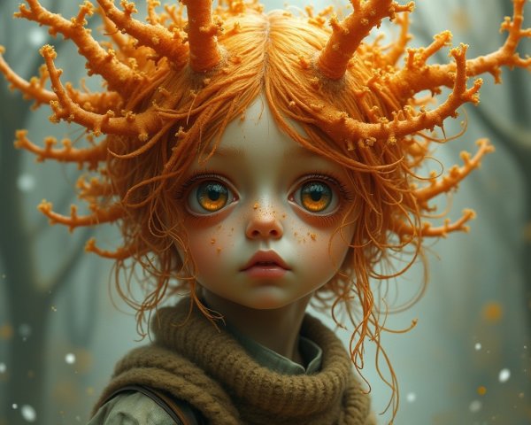 Whimsical Ethereal Figure in Misty Forest Setting