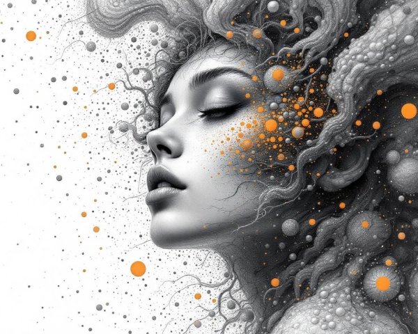 Monochromatic Portrait with Colorful Abstract Patterns