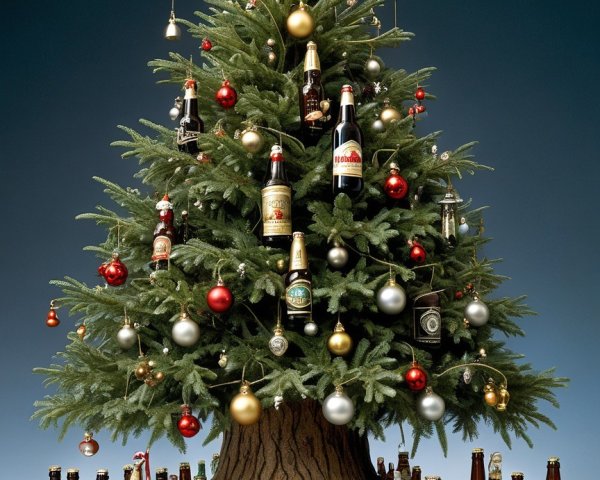 Miniature Christmas Tree with Colorful Ornaments