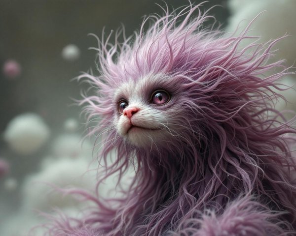 Whimsical Creature in Dreamlike Cloud Background