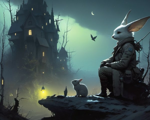 Whimsical Rabbit Character by Moonlit Mansion