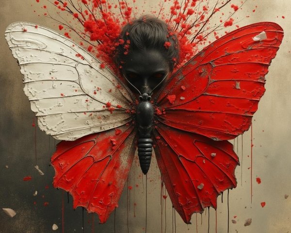 Butterfly and Woman's Face Symbolizing Transformation