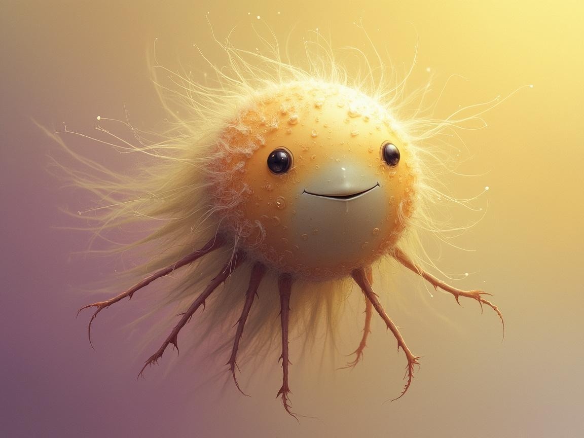 Whimsical Round Character Radiating Warmth and Joy