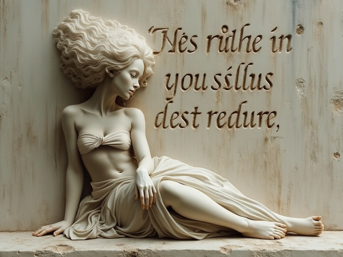 Marble Sculpture of a Serene Reclining Woman