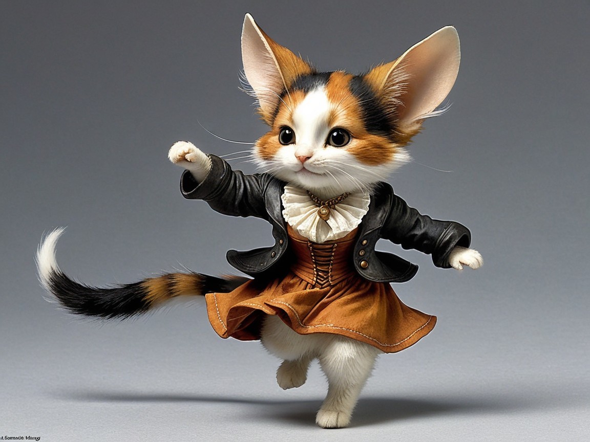 Charming Anthropomorphic Kitten in Stylish Outfit