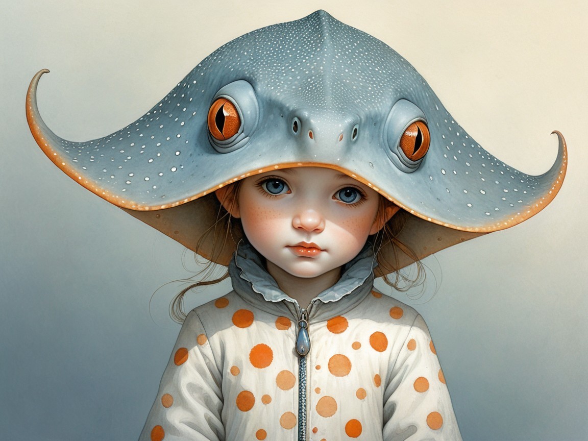 Whimsical Portrait of a Girl in Marine-Inspired Attire