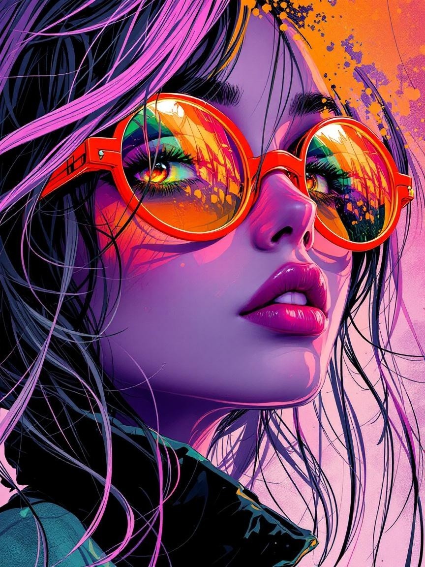 Vibrant Portrait of a Young Woman with Purple Skin