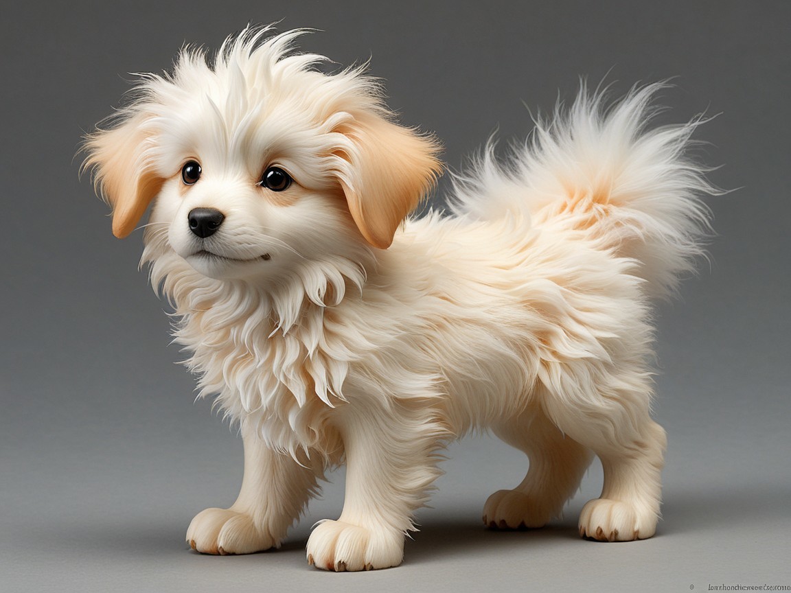 Fluffy White Puppy with Playful Expression and Charm