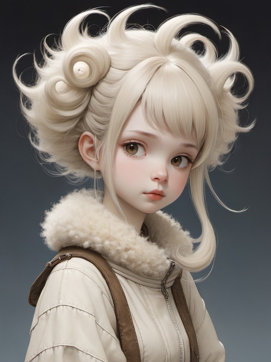 Young girl with pale skin and platinum blonde hair