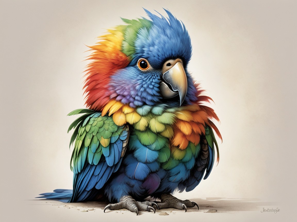 Vibrantly Colored Parrot with Detailed Plumage