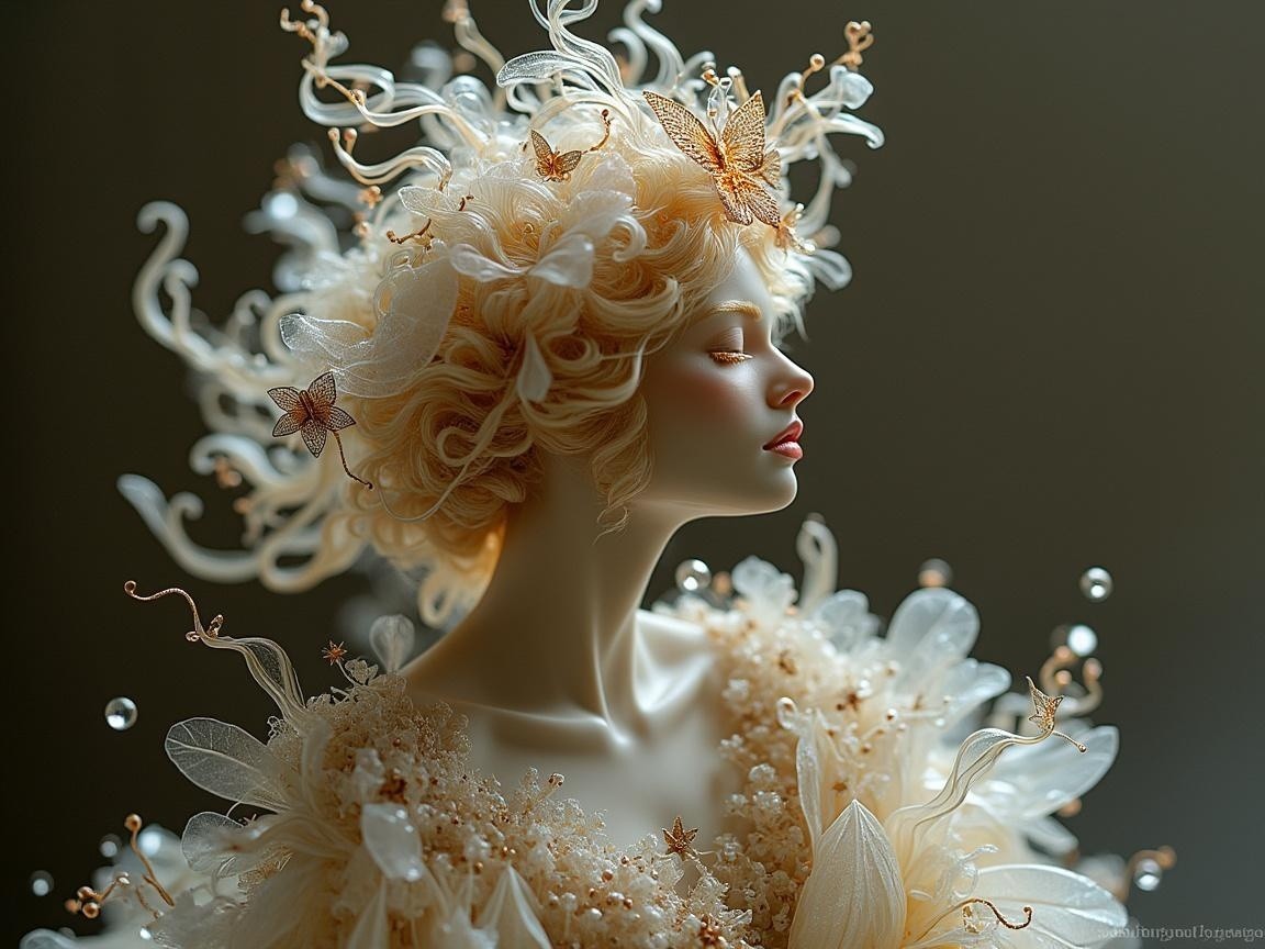 Whimsical Headpiece with Flowers and Butterflies