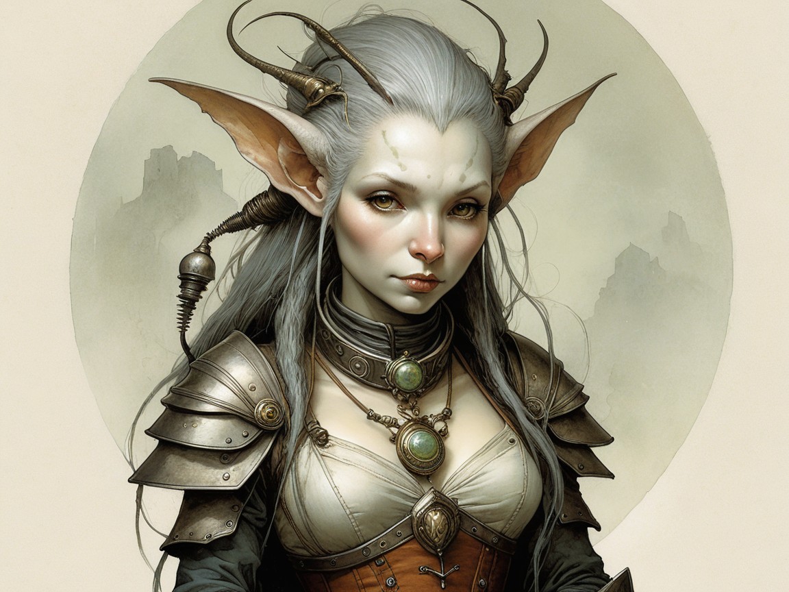 Fantastical Character with Pointed Ears and Armor