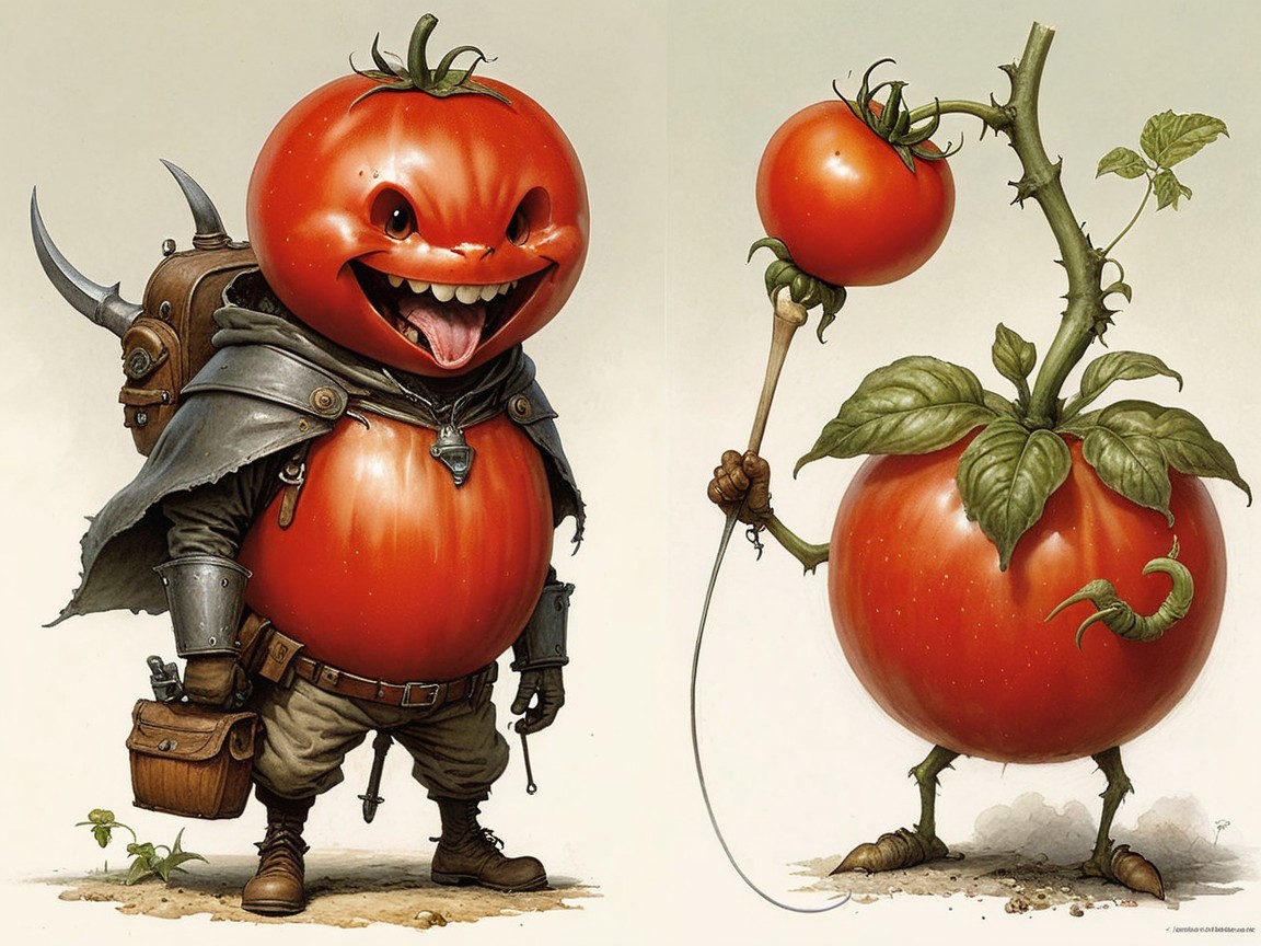 Whimsical Tomato Characters in Playful Designs