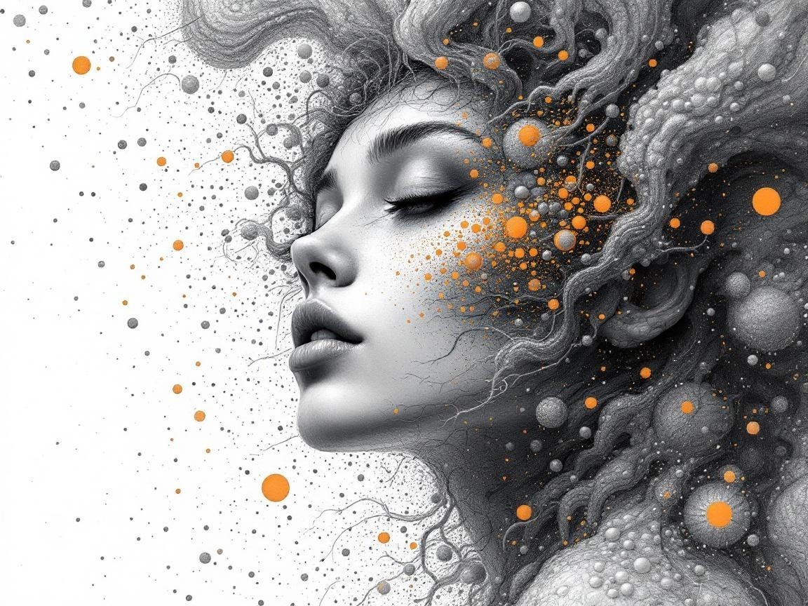 Monochromatic Portrait with Colorful Abstract Patterns