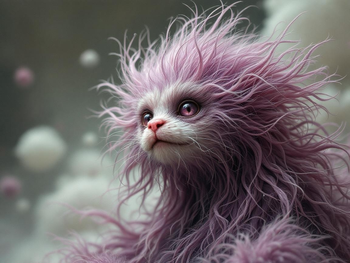 Whimsical Creature in Dreamlike Cloud Background