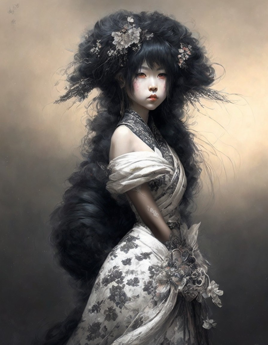 Portrait of a Young Woman in Floral Adornments