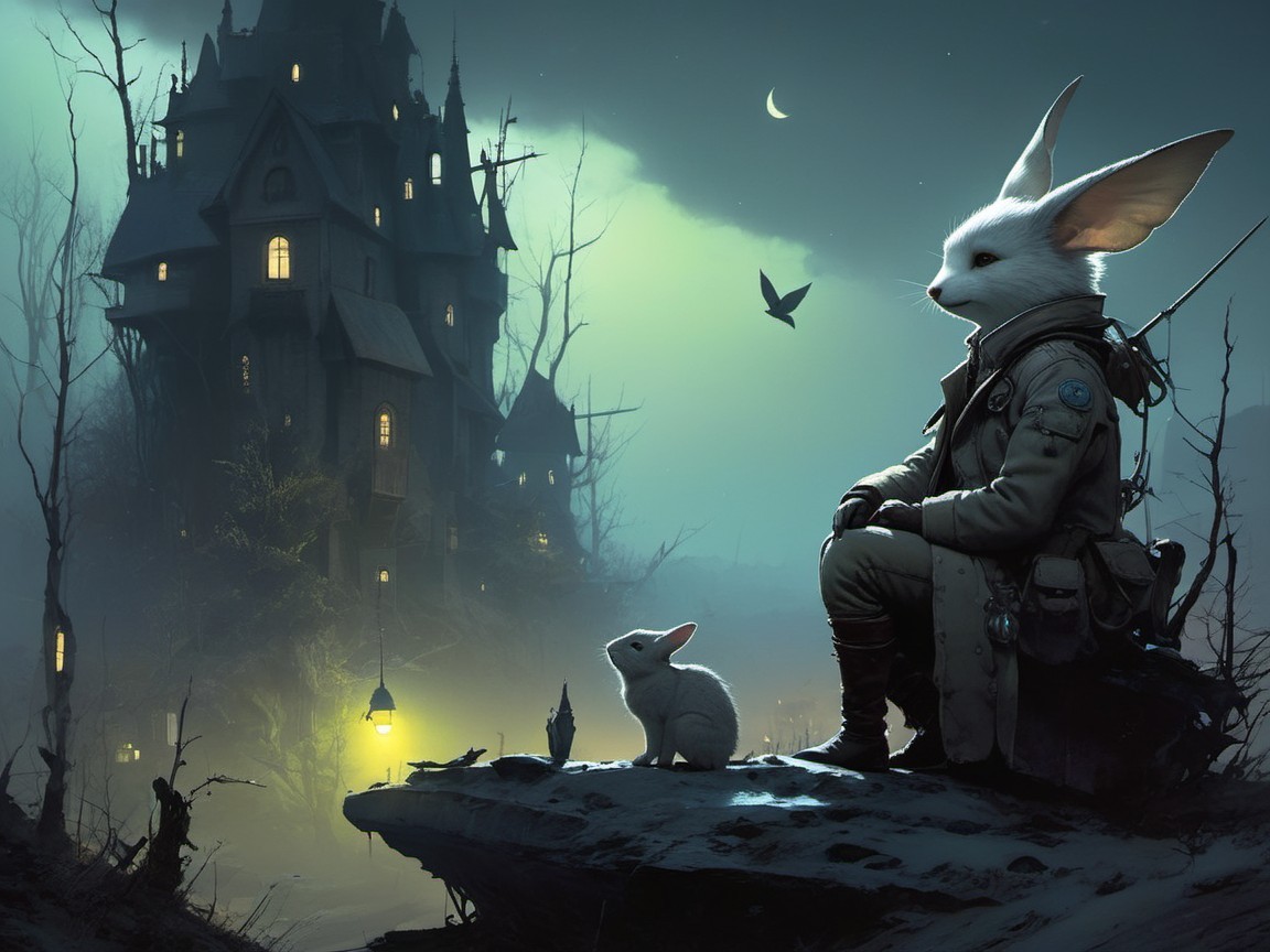 Whimsical Rabbit Character by Moonlit Mansion